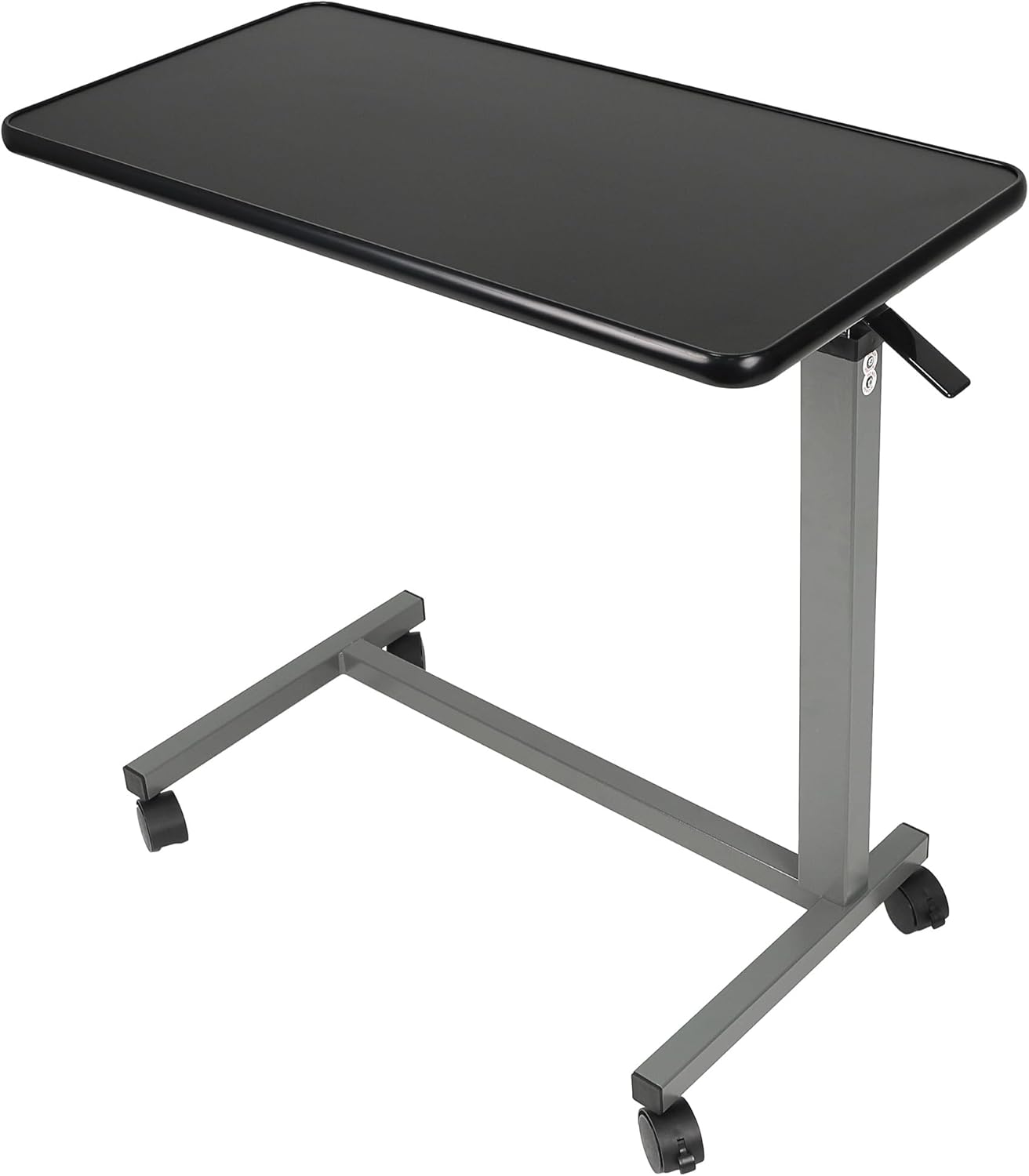 Height-Adjustable Rolling Overbed Table with Wheels, Portable Bedside Laptop Desk for Bed, Couch and Hospital Use