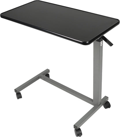 Height-Adjustable Rolling Overbed Table with Wheels, Portable Bedside Laptop Desk for Bed, Couch and Hospital Use