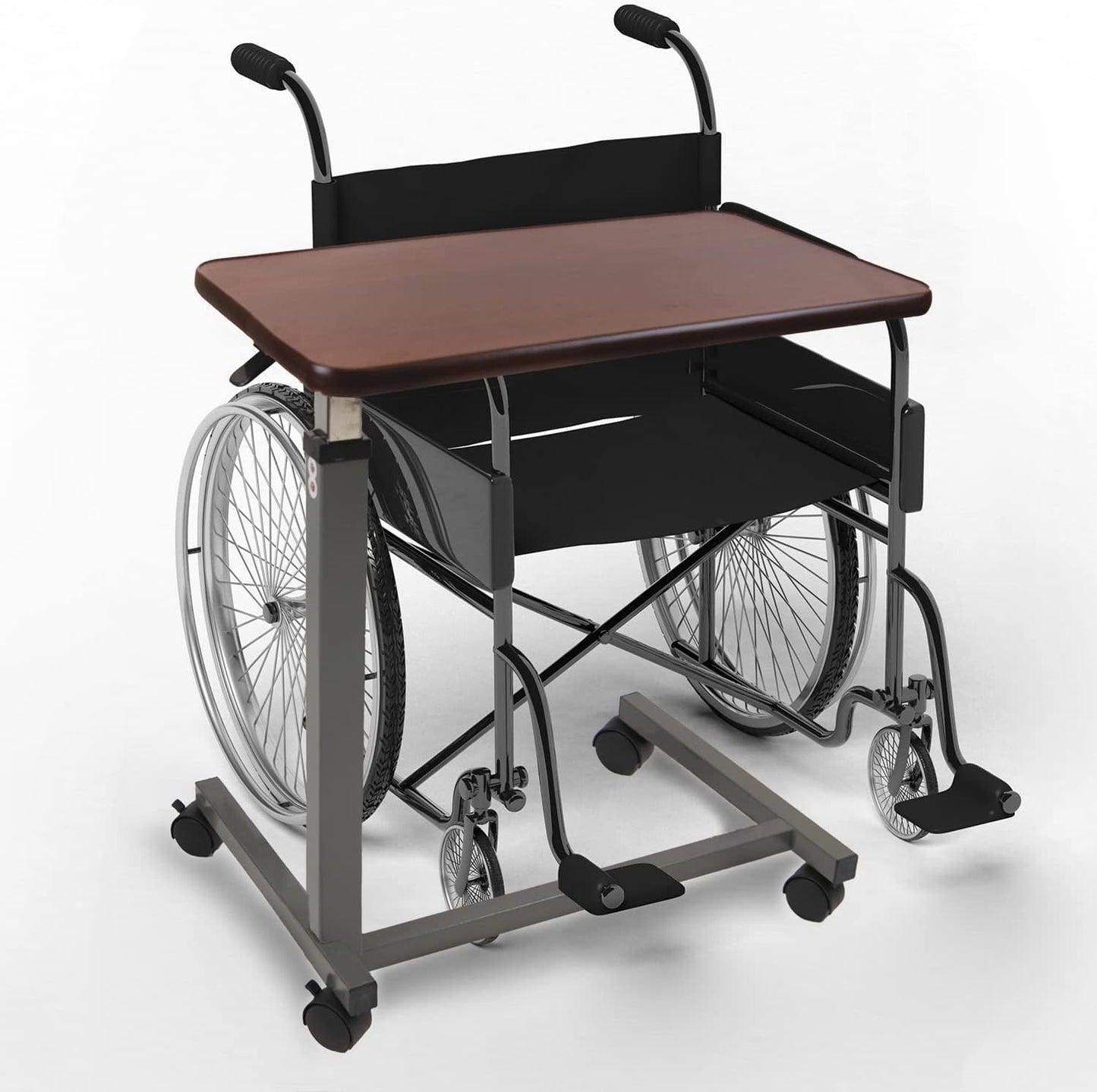 Height-Adjustable Rolling Overbed Table with Wheels, Portable Bedside Laptop Desk for Bed, Couch and Hospital Use