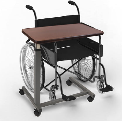 Height-Adjustable Rolling Overbed Table with Wheels, Portable Bedside Laptop Desk for Bed, Couch and Hospital Use