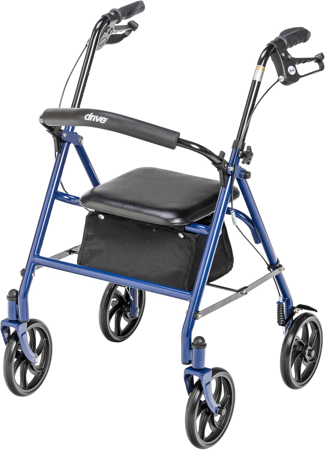 Red Height-Adjustable Folding Rollator Walker with Seat, Durable Steel Frame and 7.5-Inch Wheels for Senior Mobility Support