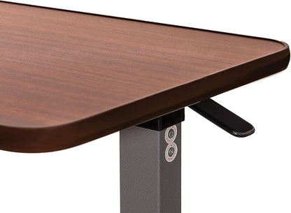 Height-Adjustable Rolling Overbed Table with Wheels, Portable Bedside Laptop Desk for Bed, Couch and Hospital Use